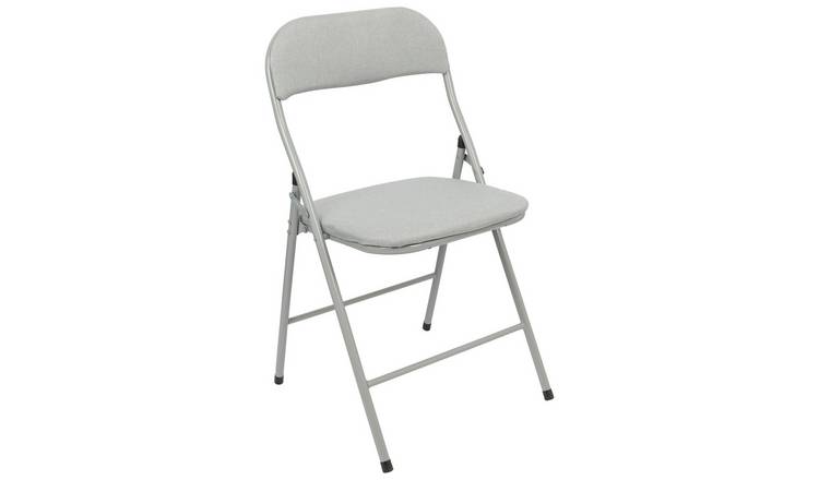 Harbour Housewares Fabric Padded Metal Folding Chair - Grey