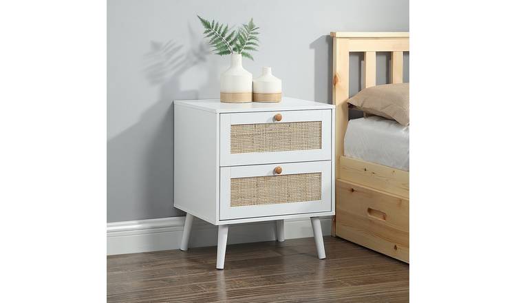 Home Treats Edinburgh Rattan Bedside Table - White