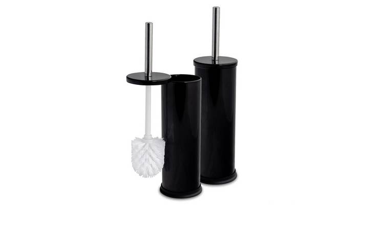 Harbour Housewares Round Toilet Brushes - Black - Pack of 2