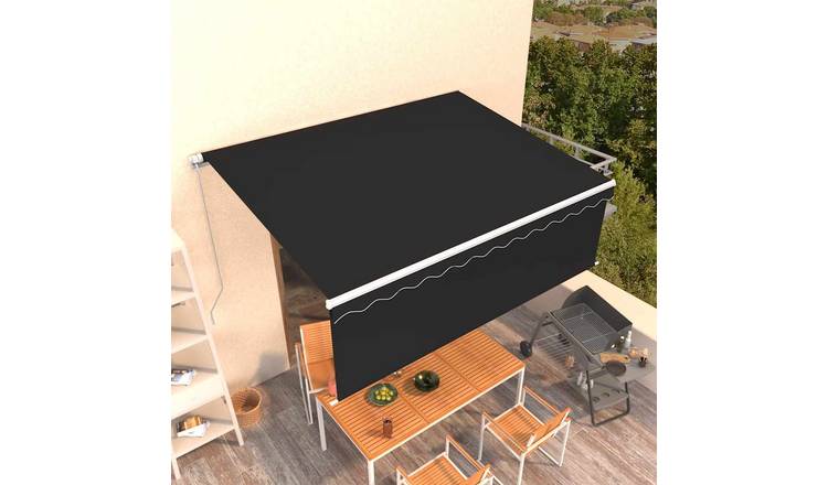 Walplus Polyester Retractable Awning - Anthracite - 450 x 300 cm