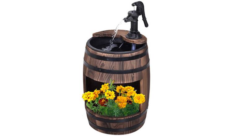 Outsunny Wooden Water Fountain with Electric Pump - Carbonised