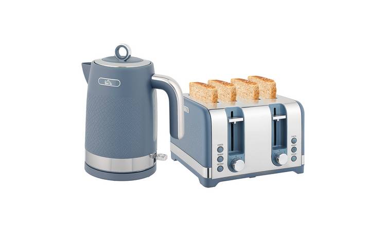 HOMCOM Otter Thermostat Kettle and 4 Slice Toaster with 7 Browning - Blue