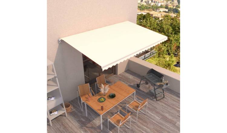 Walplus Manual Polyester Retractable Awning - Cream - 500x300 cm