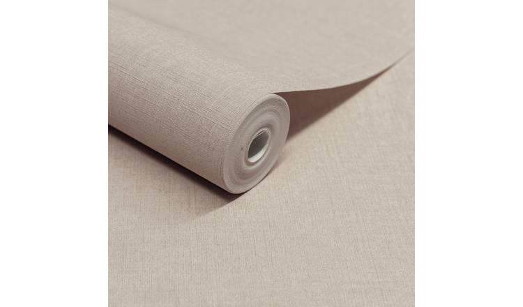 Grandeco Solena Brushed Check Weave Hessian Textured Plain Wallpaper - Neutral