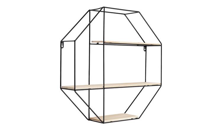 Living and Home Octagonal Metal Floating Wall Display Shelf