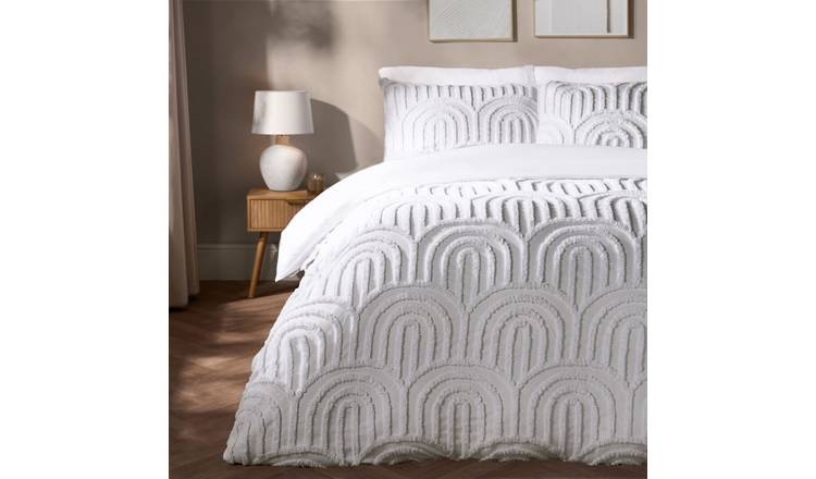 OHS White Tufted Arches Bedding Set Duvet Cover Set - King