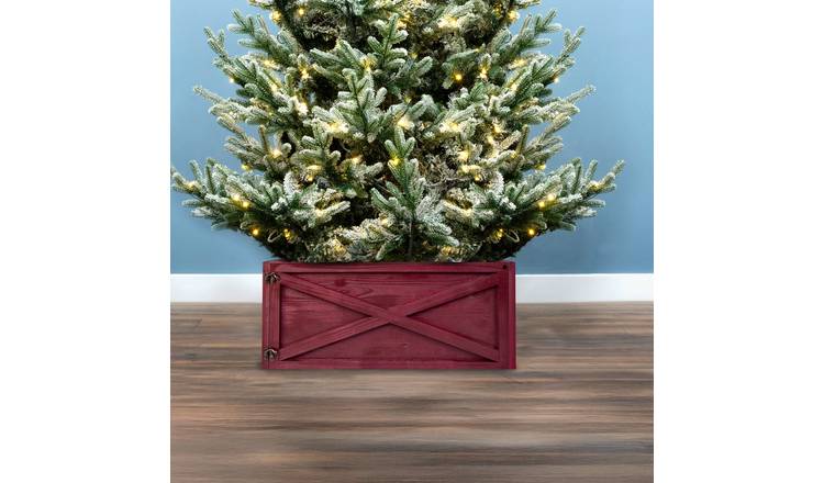 Christmas Tree World 60cm Wooden Christmas Tree Skirt - Red