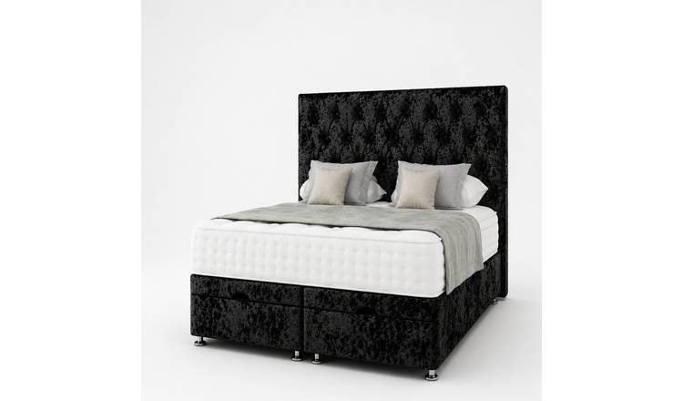 Comfy Deluxe Senna Crush Velvet 3ft Single End Lift Ottoman Bed Set - Black