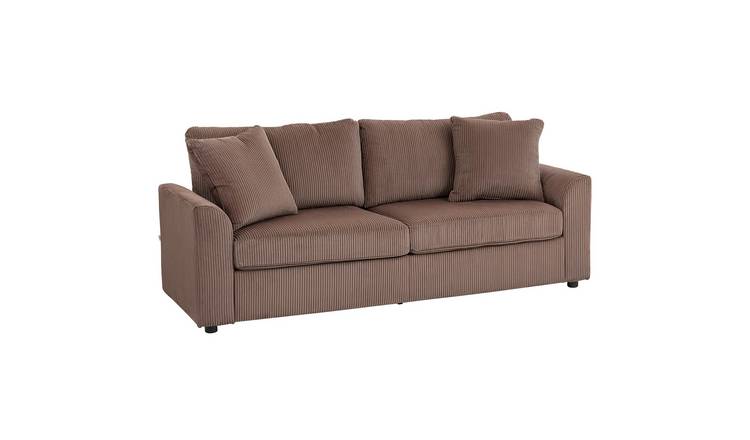 HOMCOM 3 Seater Fabric Modern Sofa with Spring Cushion - Brown