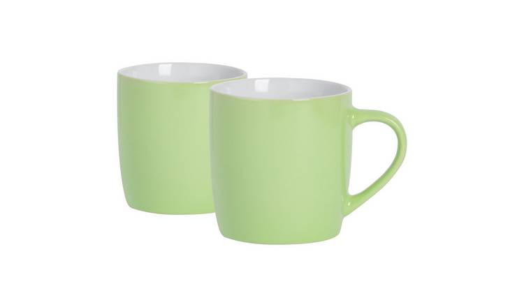 Argon Tableware Coloured 350ml Coffee Mugs Pack of 2 - Green