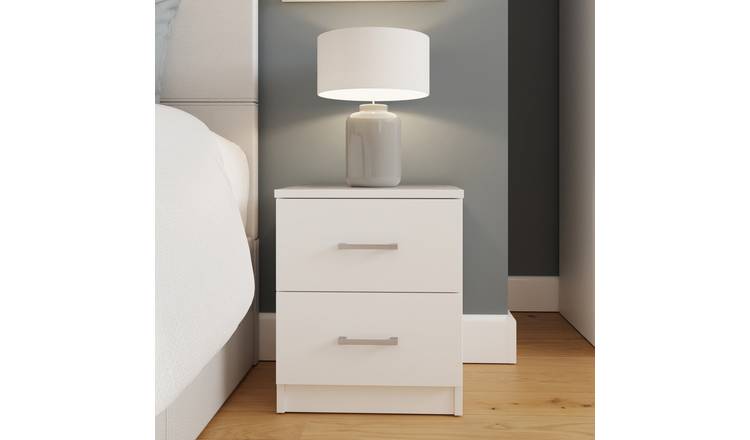 GFW Bailey 2 Drawer Bedside Table - White