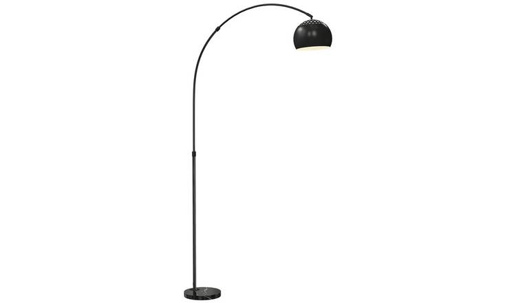 HOMCOM Arc Floor Lamp Steel Frame Marble Base - Black