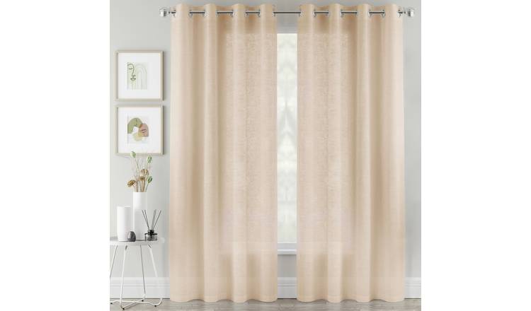 Tyrone Textiles Crete Eyelet Sheer Voile Panels - 140 x 229cm - Natural