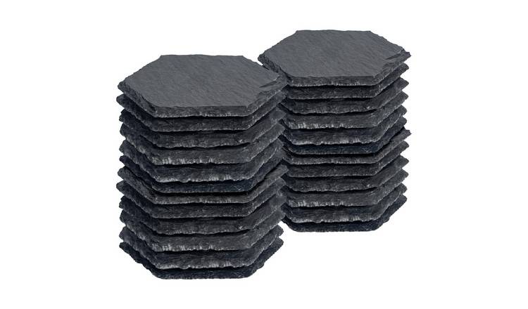 Argon Tableware Hexagon Slate Coasters - Pack of 24