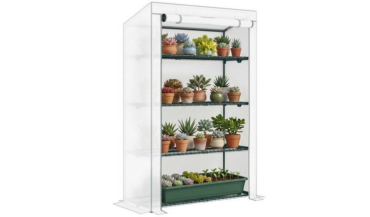 Outsunny Lean-to Mini Greenhouse – White