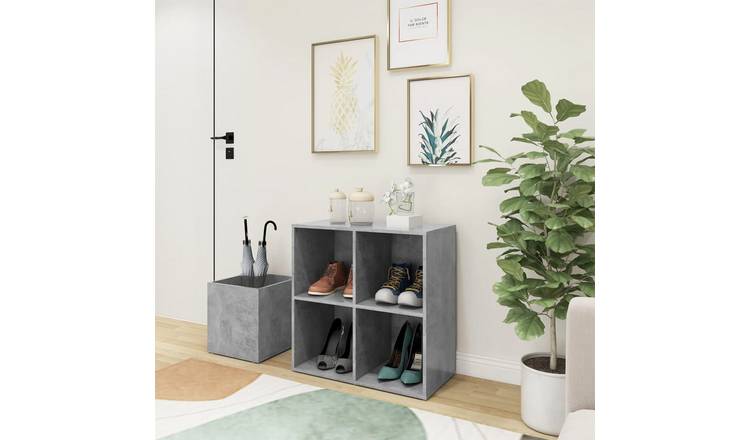 Walplus Engineered Wood Shoe Cabinet - Concrete Grey - 105 x 35.5 x 70 cm