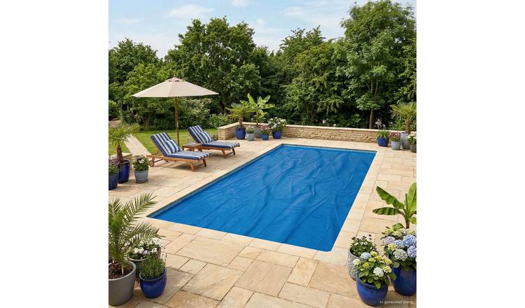 Walplus Square Polyethylene Solar Pool Cover - Black and Blue - 732 x 366 cm