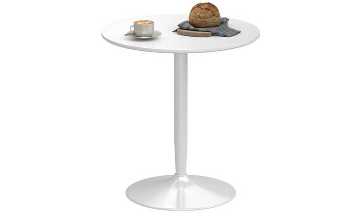 HOMCOM Round Dining Table with Non-slip Foot Pad - White