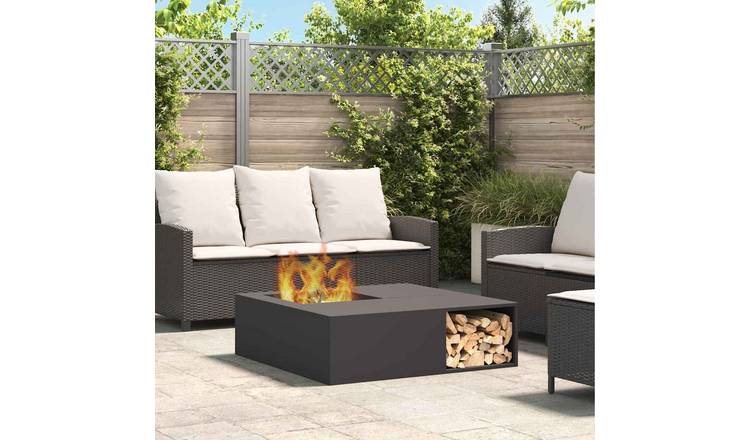 Walplus Steel Fire Pit - Black - 100 x 100 x 30 cm