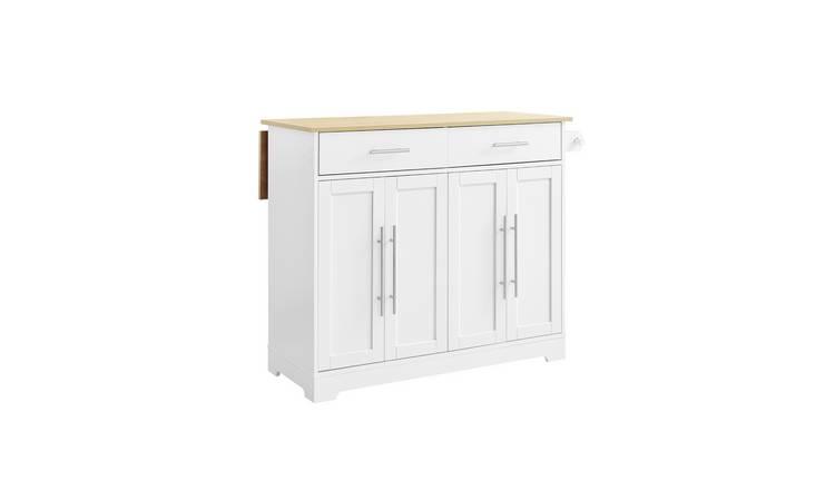 SoBuy Extendable Top 2 Drawer Kitchen Rolling Island - White