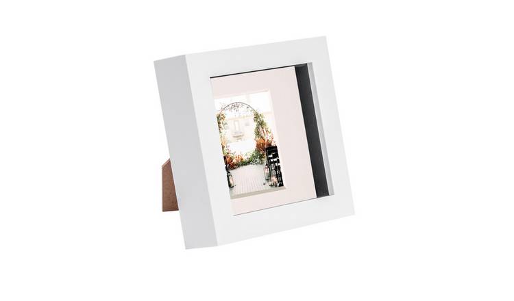 Nicola Spring 4 x 4" 3D Box Photo Frame with 2 x 2" Ivory Mount - White