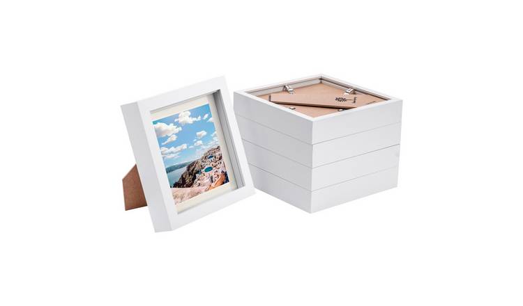 Nicola Spring 6 x 6" 3D Photo Box Frames with 4 x 4" Ivory Mount (5x) - White