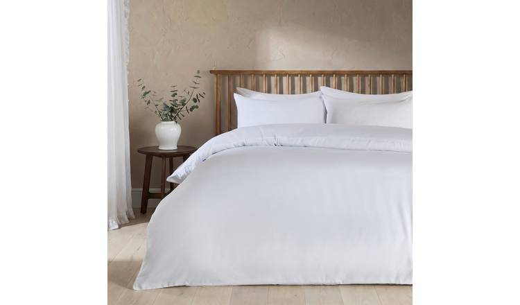 OHS Plain Dyed Microfibre Duvet Cover Set Bedding White - Single