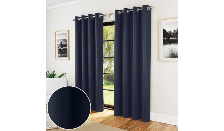 Enhanced Living Nightfall Eyelet Thermal Curtains - 117 x 137cm - Navy