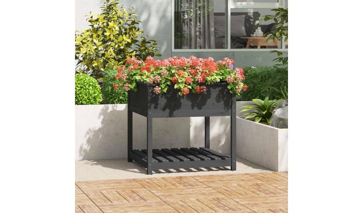 Walplus Wood Garden Planter - Grey - 82.5 x 82.5 x 81 cm