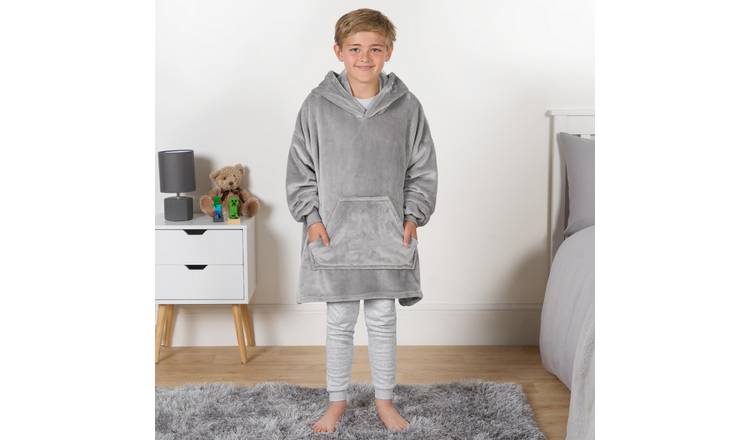 OHS Kids Novelty Shark Tooth Hoodie Blanket - One Size - Grey