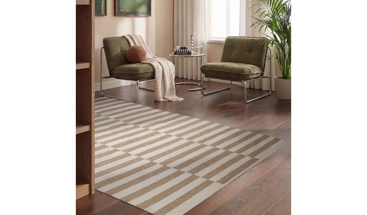 Hanse Home Beige Vika Striped Handwoven Wool Reversible Rug - 160 x 230cm