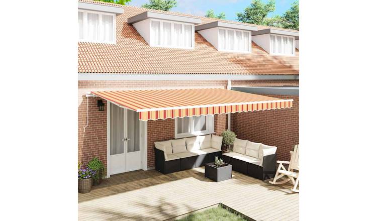 Walplus Aluminium Retractable Awning - Yellow and Orange - 500 x 350 cm