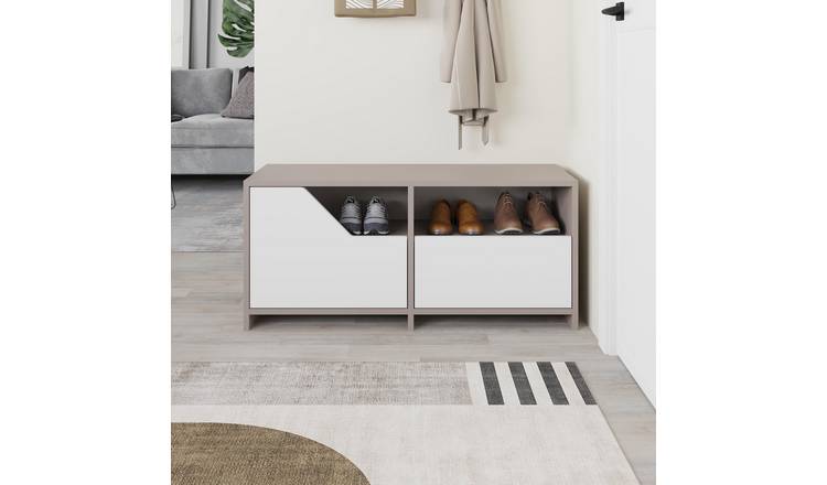 Decortie Nexus Particleboard Shoe Cabinet - Light Mocha, White