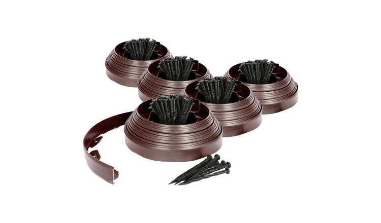 Harbour Housewares Flexible Plastic Lawn & Path Edging - 50m x 4cm - Brown