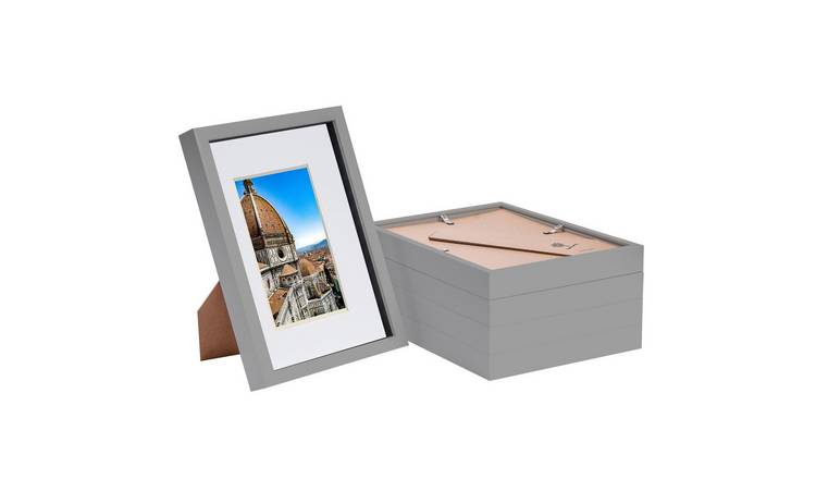 Nicola Spring 3D Box Photo Frames - 8x12" with Mount - Grey - Set of 5