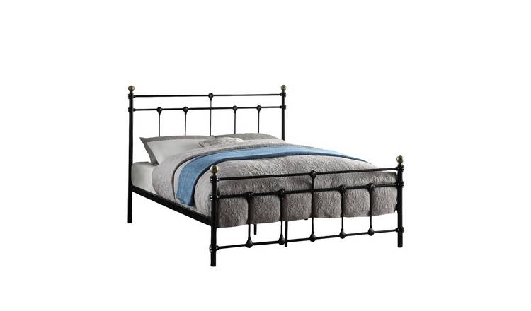 Slumberworks Bayford Vintage Style Metal Small Double Bed Frame – Black