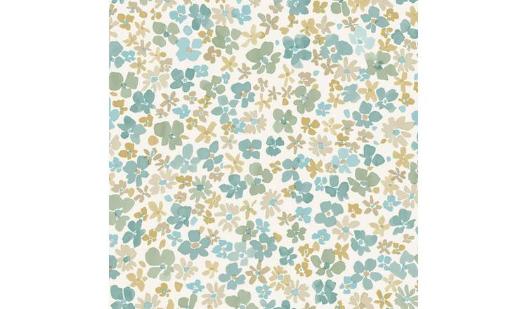 Grandeco Veronica Ditsy Daisy Floral Nursery Textured Wallpaper - Teal Green