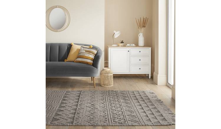 Mega Flooring Grey Kilim Geometric Rug - 120 x 170cm