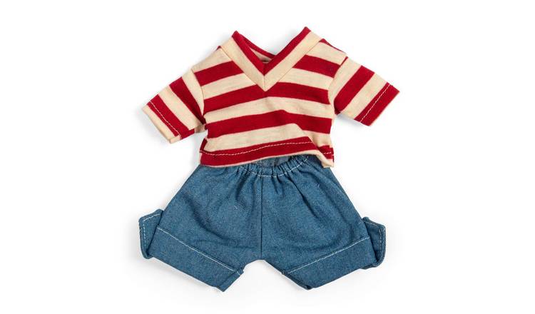 Bigjigs Toys Denim Shorts And Red Striped Top For Small Doll