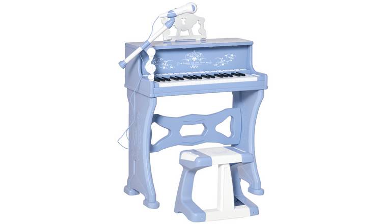 HOMCOM 37 Keys Stool Microphone Music Stand Kids Keyboard - Blue