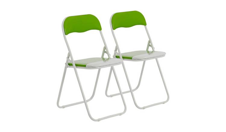 Harbour Housewares Coloured Padded Folding Chairs - Green - Pack of 2