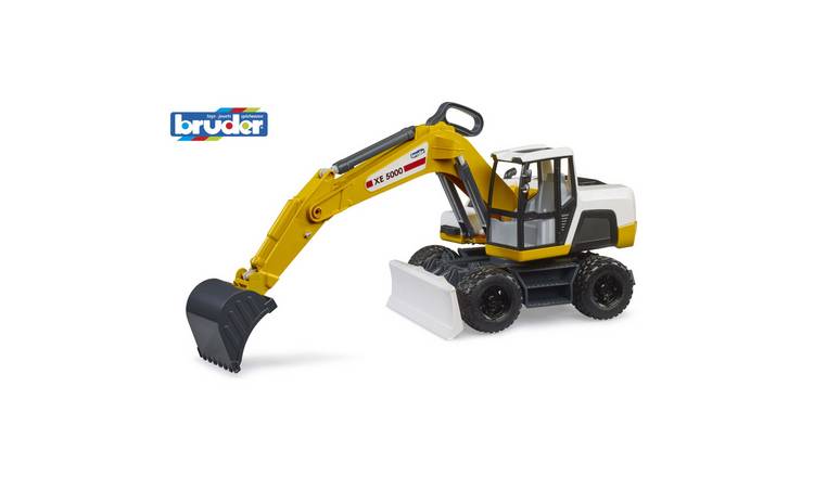 Bruder Roadmax Excavator  Childrens Toy Model- Yellow/White - 1:16
