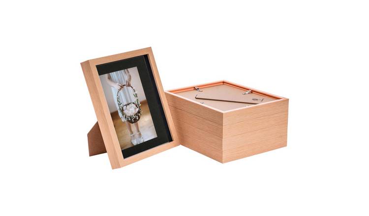 Nicola Spring 3D Box Photo Frames - 8 x 10" with Mount - Set of 5 - Light Wood