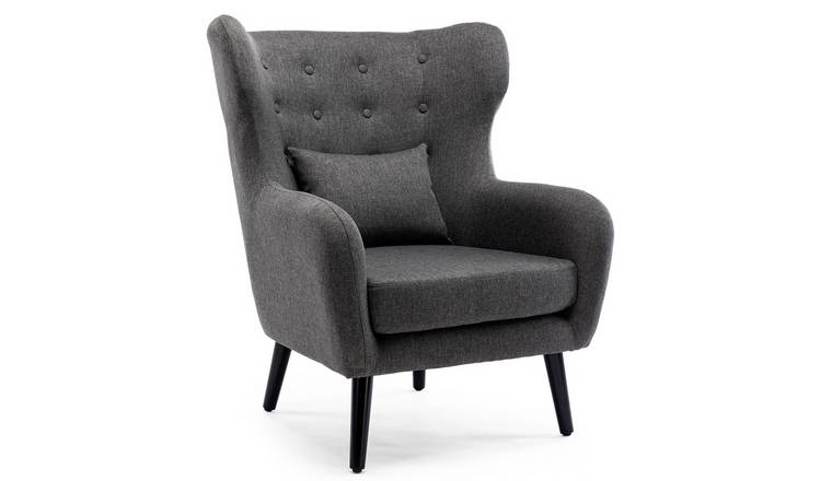 Furniture Online Winslow Wingback Fabric Occasional Button Back Armchair - Grey