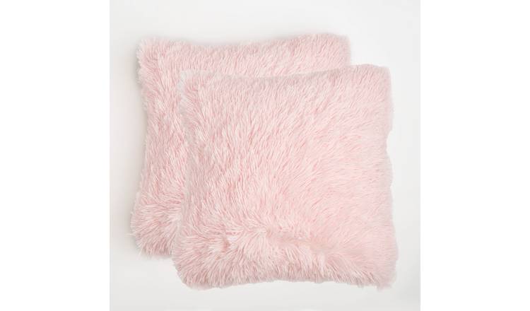 OHS 2 Pack Fluffy Cushion Covers 45 x 45cm - Blush