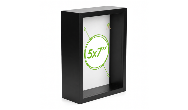 Nicola Spring 3D Deep Box Photo Frame - 5x7" - Black