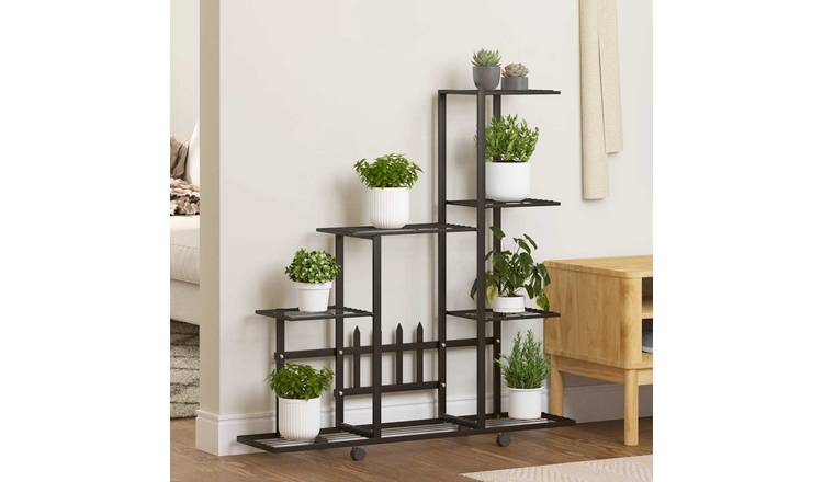Walplus Metal Plant Stand - Black - 94.5 x 25 x 92.5 cm