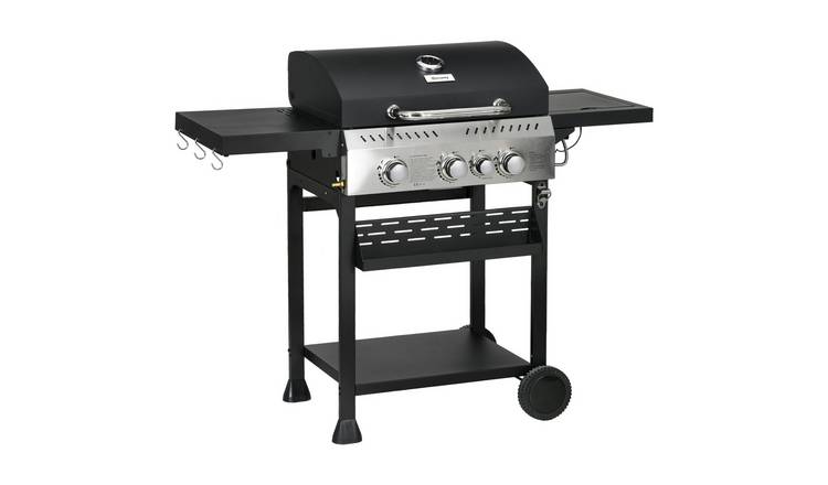 Outsunny Wheeled Propane Gas Barbecue - Black