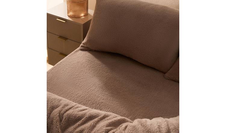 OHS Teddy Fleece Thermal Fitted Bed Sheet Natural - Double