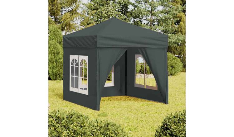 Walplus 2 x 2 m Folding Party Tent with Sidewalls - Anthracite